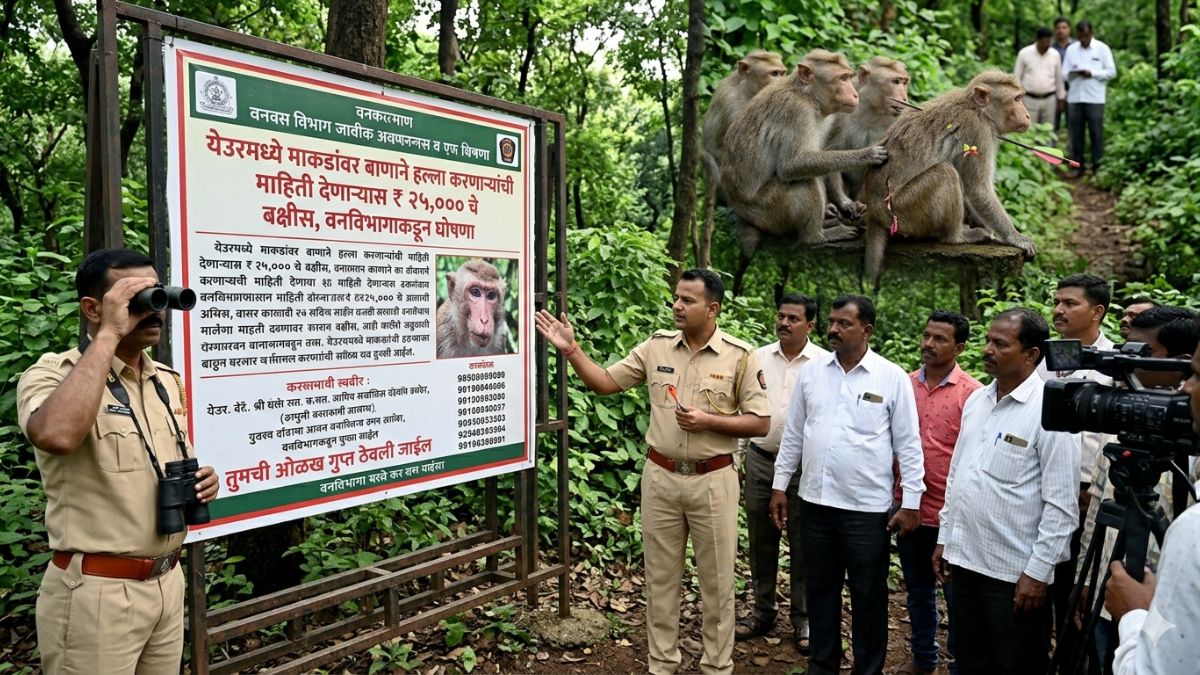 माकडांवर धनुष्यबाणाने हल्ला; माहिती देणाऱ्यास २५ हजारांचे बक्षीस
