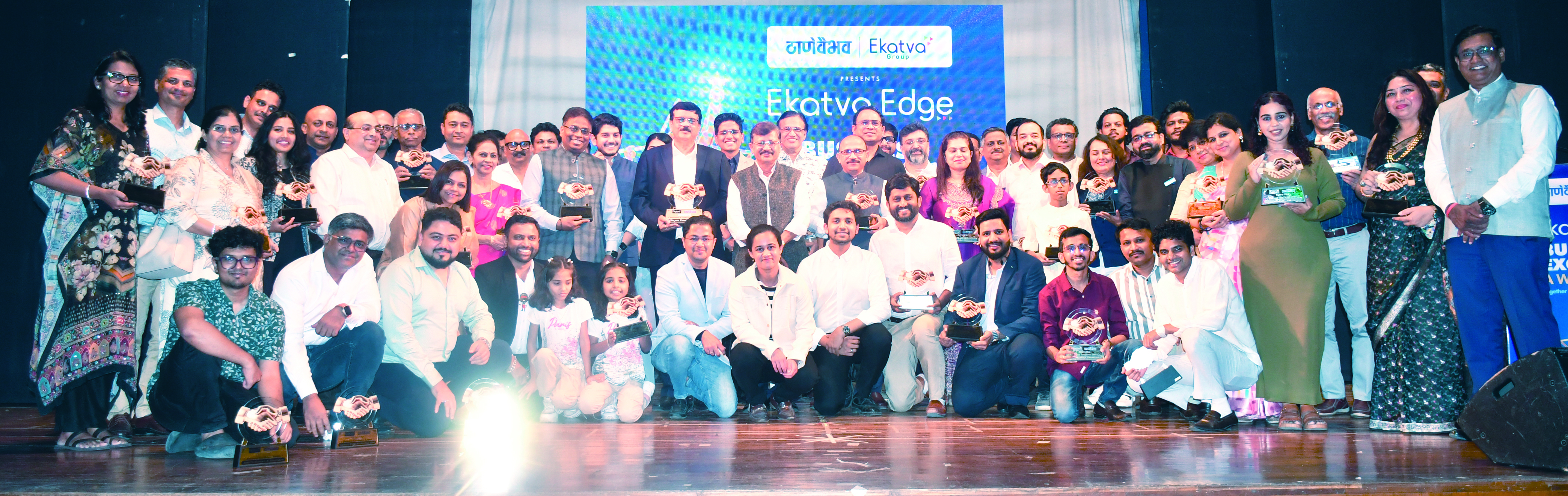 Celebrating 1st anniversary of Ekatva Edge, a business newsletter at Dr Kashinath Ghanekar auditorium